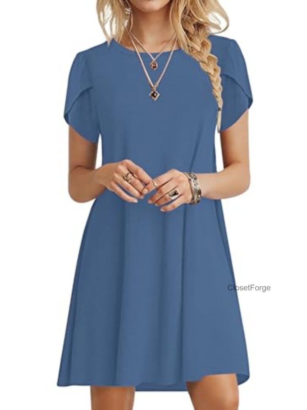 Casual Swing T-Shirt Dress Petal Sleeve Short Sleeve Summer Sundress